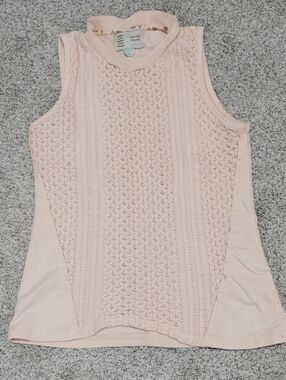 Anthropologie Pale Pink Knit Mock-Neck Sleeveless Top